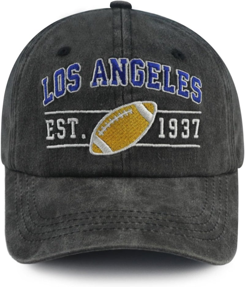 Terojnkl Embroidered City Football Hat for Men Women, Adjustable Unisex Cotton Fans Baseball Cap - Image 1